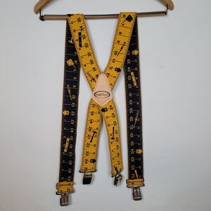 Melo Tough Suspenders  2" Wide Yellow Tape Measure Clip On Adjustable Heavy Duty